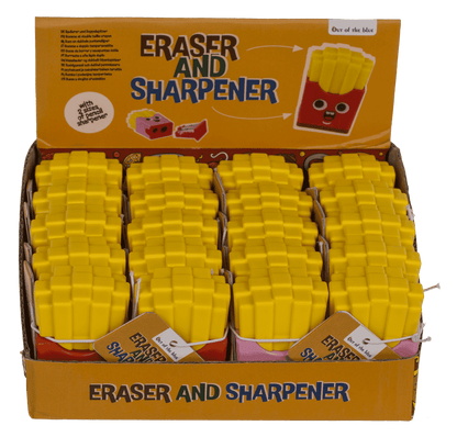 Eraser and double pencil sharpener, "Fries"