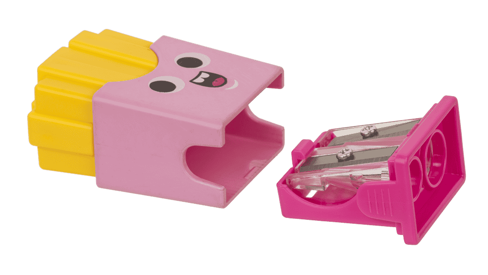Eraser and double pencil sharpener, "Fries"