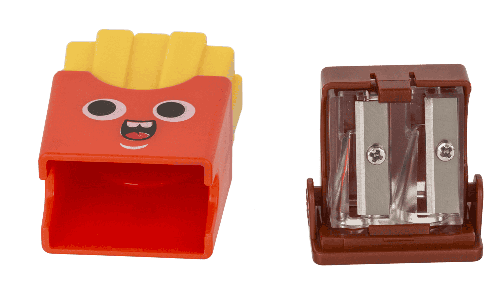 Eraser and double pencil sharpener, "Fries"