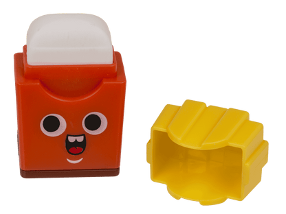 Eraser and double pencil sharpener, "Fries"