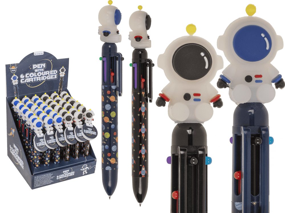 Ball Pen with 6 coloured cartridges, Space,