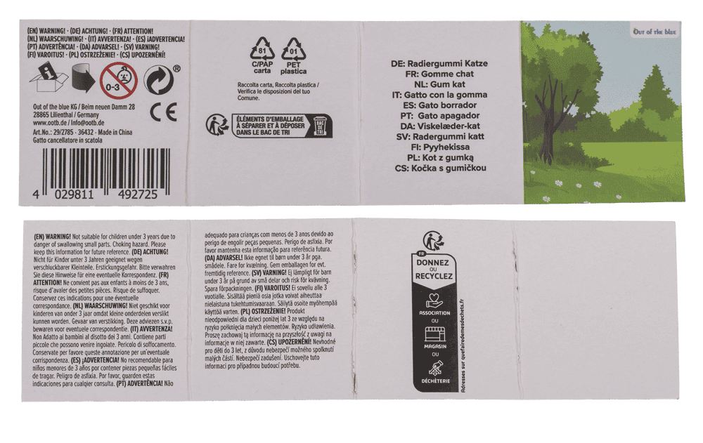 Eraser, Cat, approx. 4,2 x 2,3 cm,