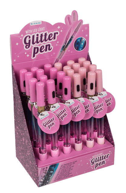 Pen with glitter & light (incl. batteries),