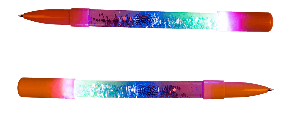 Pen with glitter & light (incl. batteries),