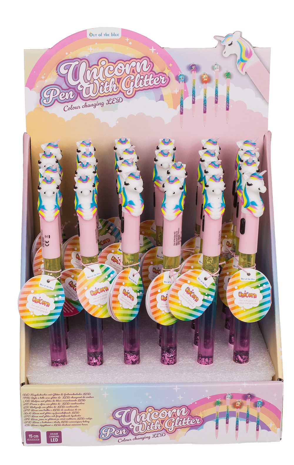 Pen with glitter & colourchanging light,