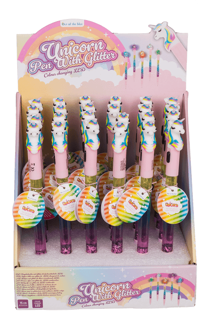 Pen with glitter & colourchanging light,