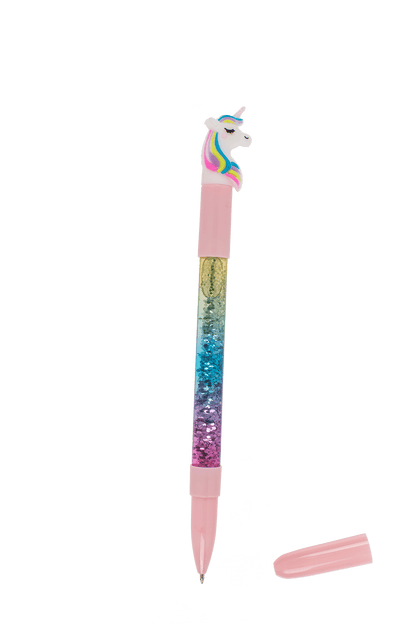 Pen with glitter & colourchanging light,
