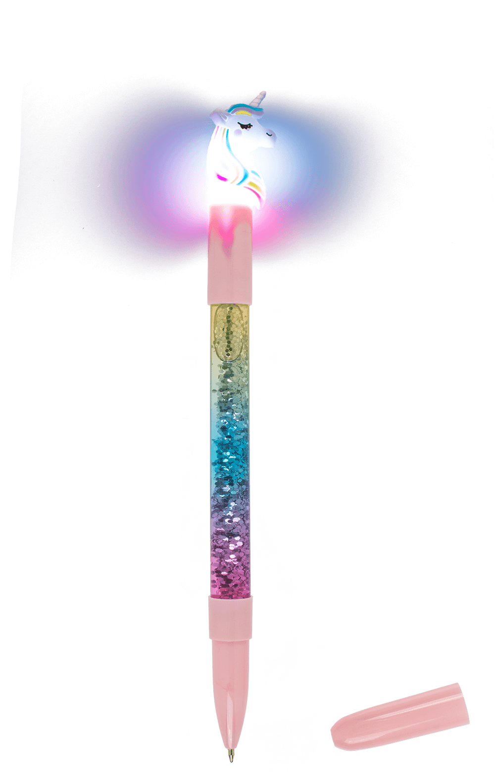 Pen with glitter & colourchanging light,