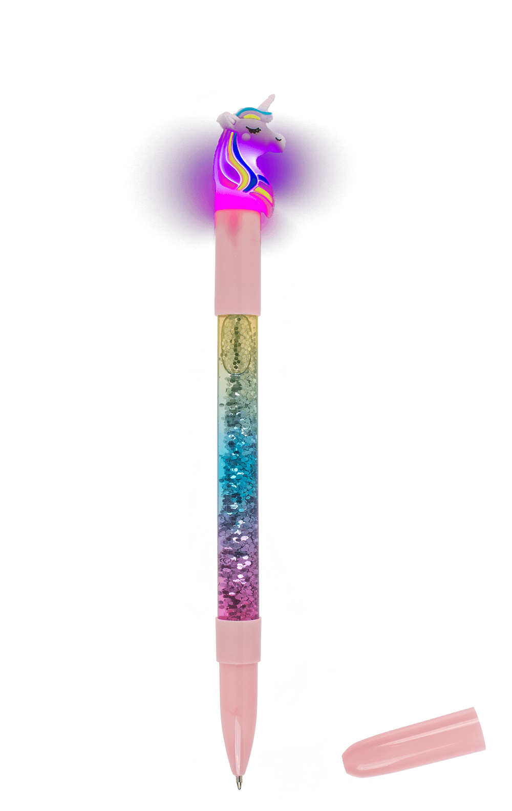 Pen with glitter & colourchanging light,