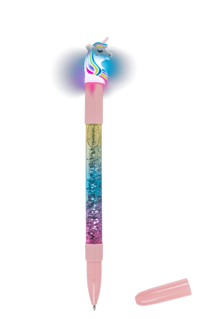 Pen with glitter & colourchanging light,