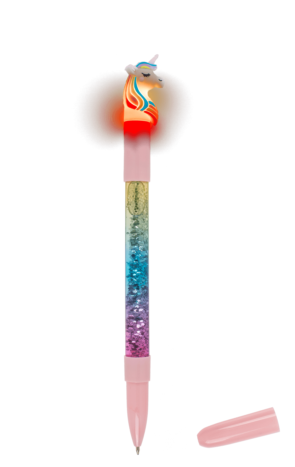 Pen with glitter & colourchanging light,