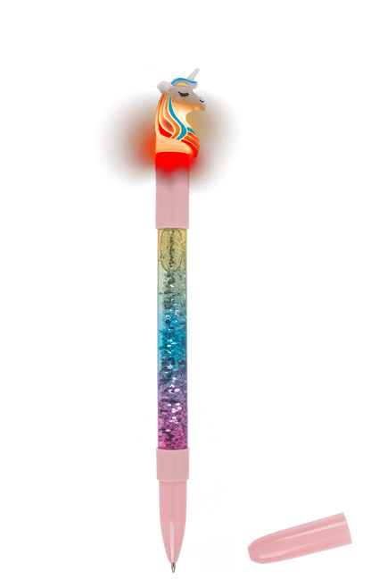 Pen with glitter & colourchanging light,