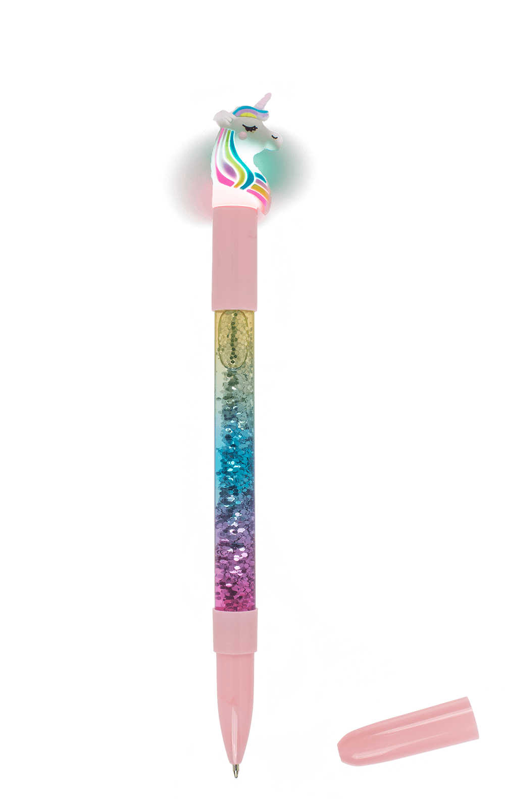 Pen with glitter & colourchanging light,