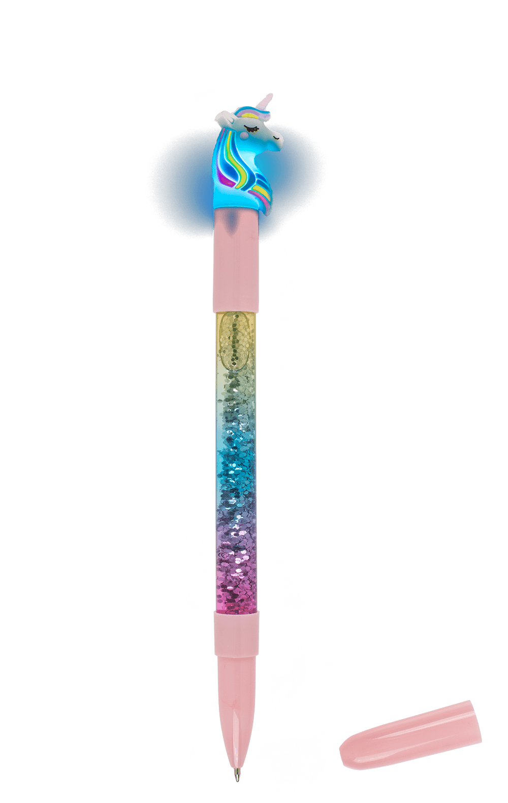 Pen with glitter & colourchanging light,