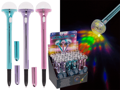 Pen, Disco ball, with LED (incl. batteries)