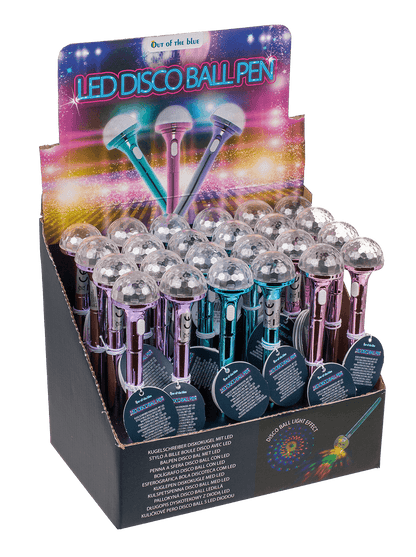 Pen, Disco ball, with LED (incl. batteries)