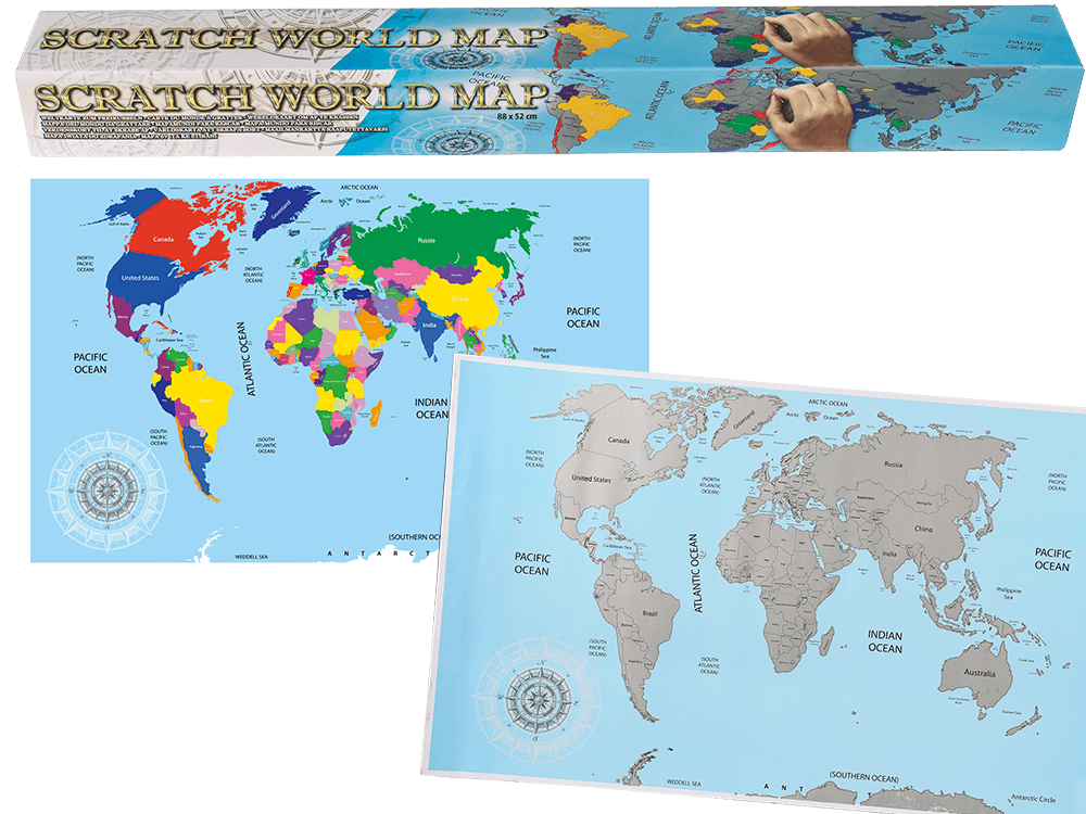 World map for scratching,