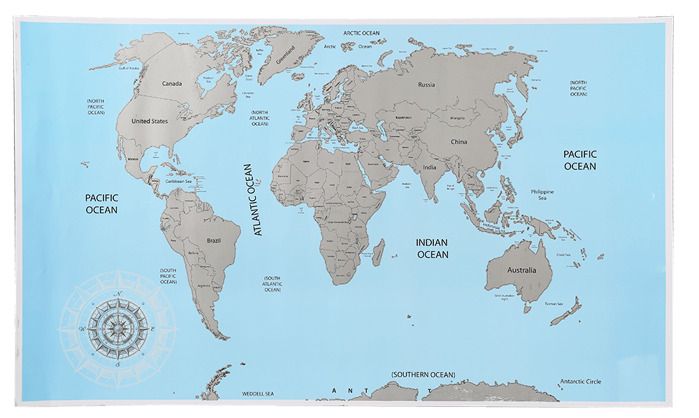 World map for scratching,