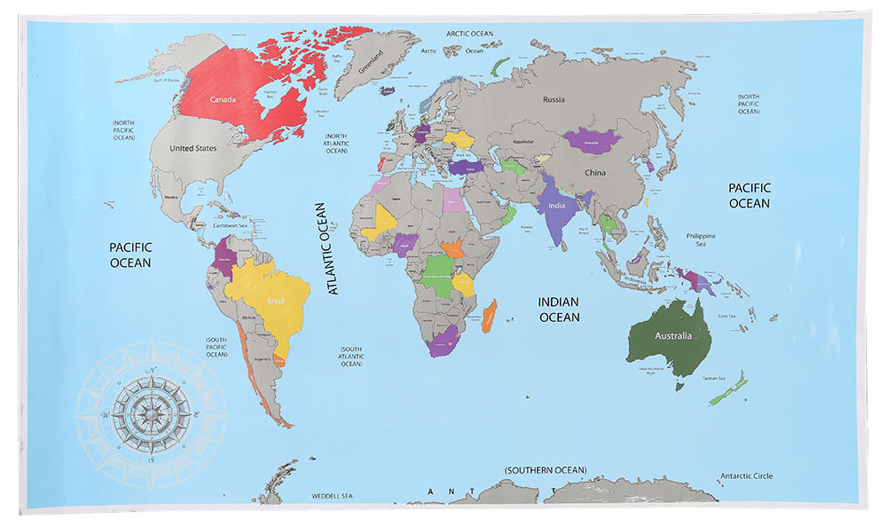 World map for scratching,