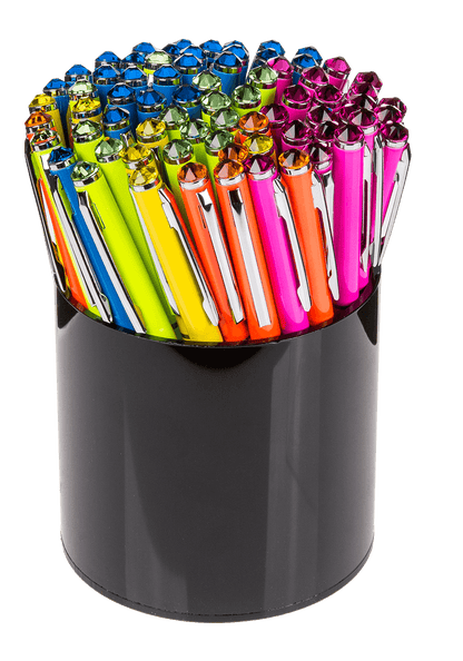 Neon coloured metall pen with Swarovski stone,