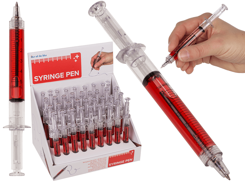 Syringe Pen with red liquid,