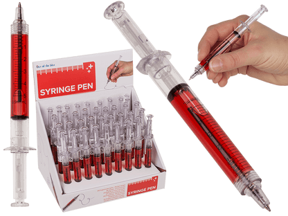 Syringe Pen with red liquid,
