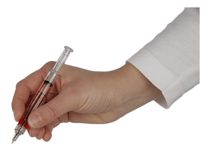 Syringe Pen with red liquid,