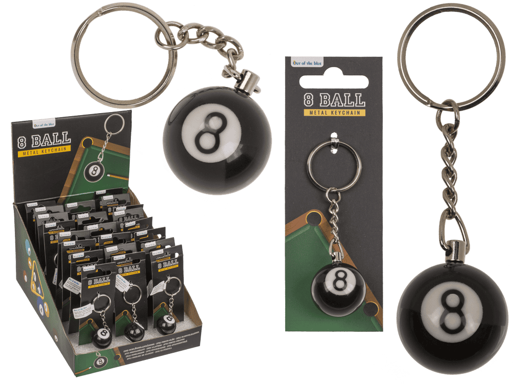 Metal key chain, Pool Ball Black 8,
