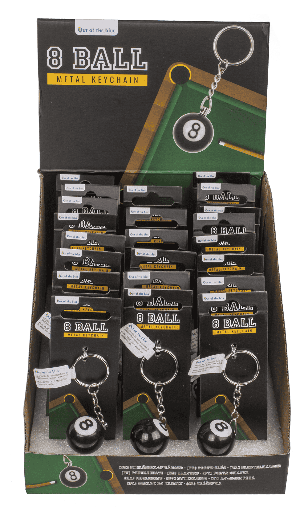 Metal key chain, Pool Ball Black 8,