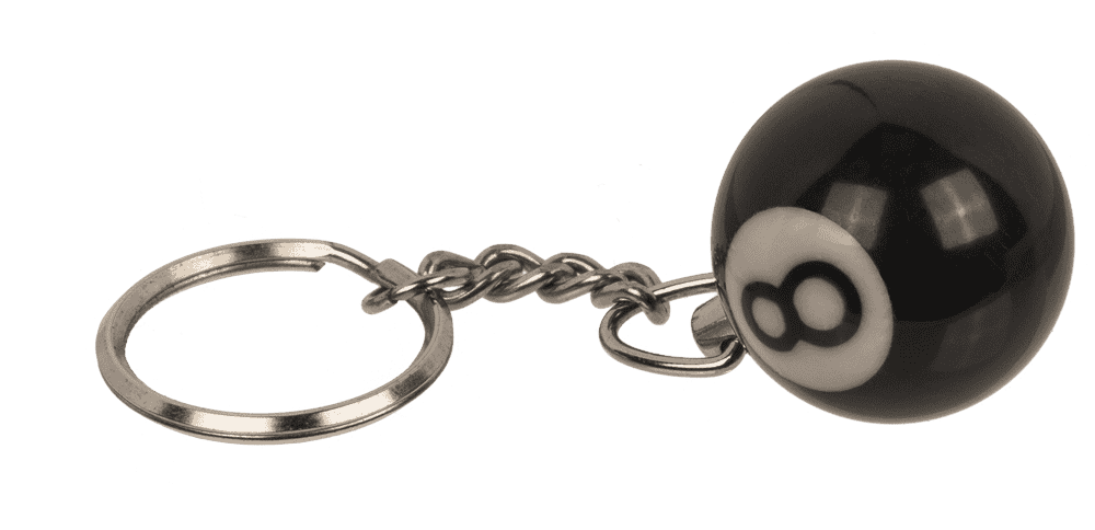 Metal key chain, Pool Ball Black 8,