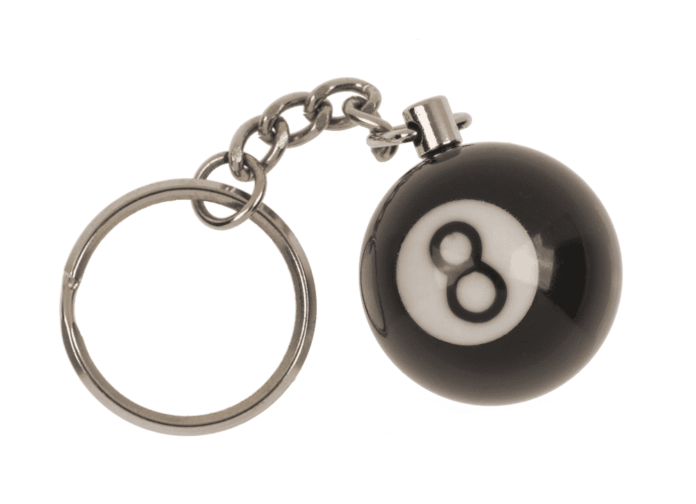 Metal key chain, Pool Ball Black 8,