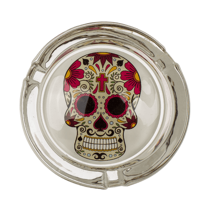 Glass ashtray, Coloured Skull,