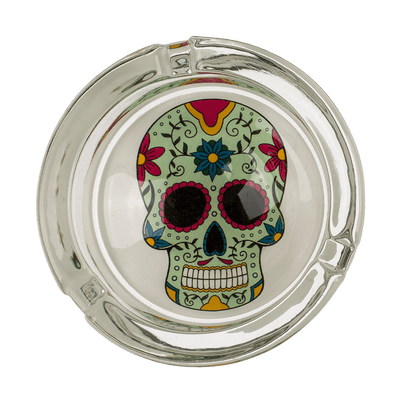 Glass ashtray, Coloured Skull,