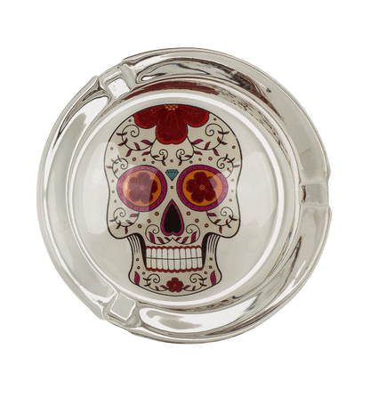 Glass ashtray, Coloured Skull,
