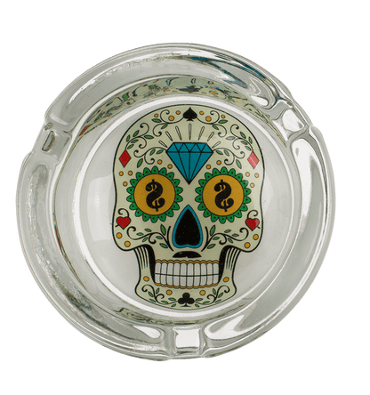 Glass ashtray, Coloured Skull,