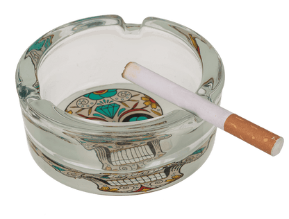 Glass ashtray, Coloured Skull,