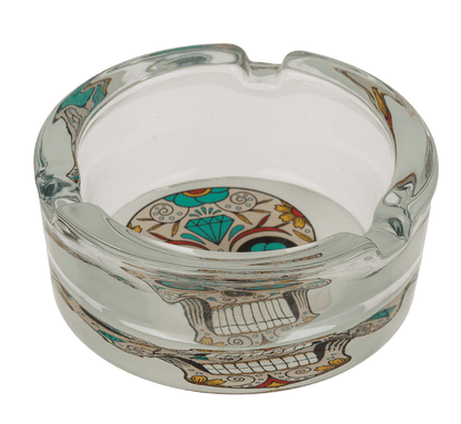 Glass ashtray, Coloured Skull,