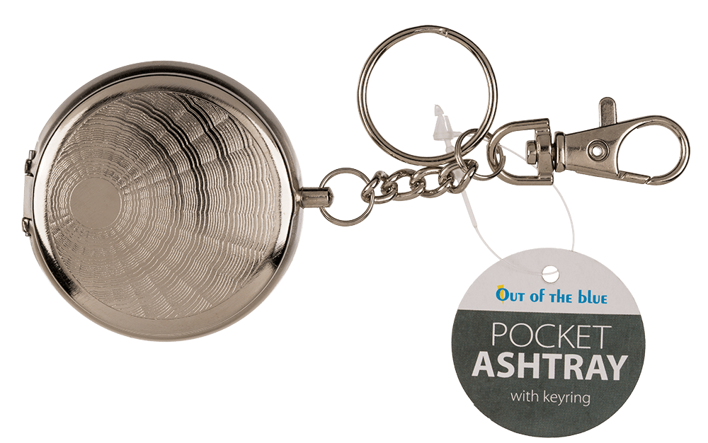Metal pocket ashtray with key ring & carabiner