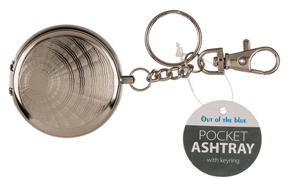 Metal pocket ashtray with key ring & carabiner