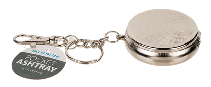 Metal pocket ashtray with key ring & carabiner