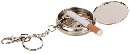 Metal pocket ashtray with key ring & carabiner