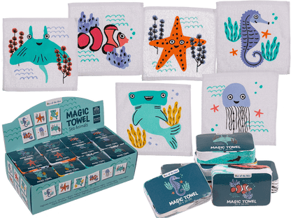 Magic cotton towel, sea animals,