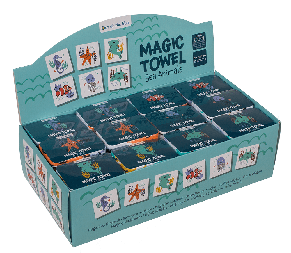 Magic cotton towel, sea animals,