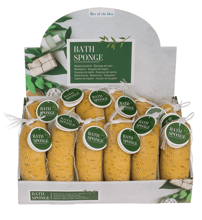 Bath sponge, in net for hanging,