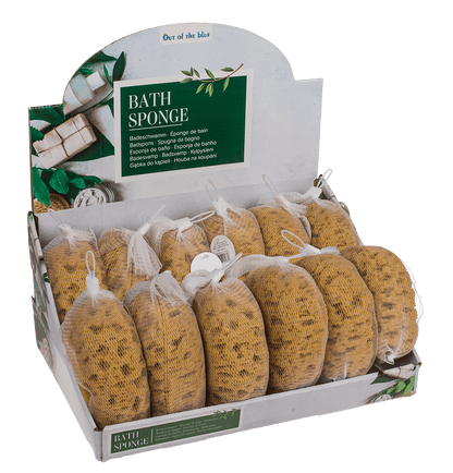 Bath sponge, in net for hanging,