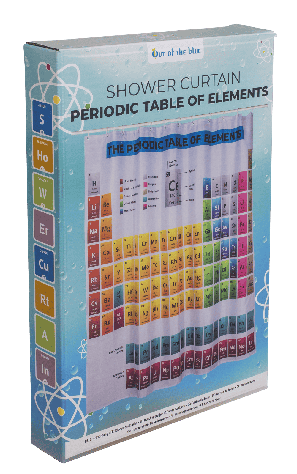 Shower curtain, periodic table,