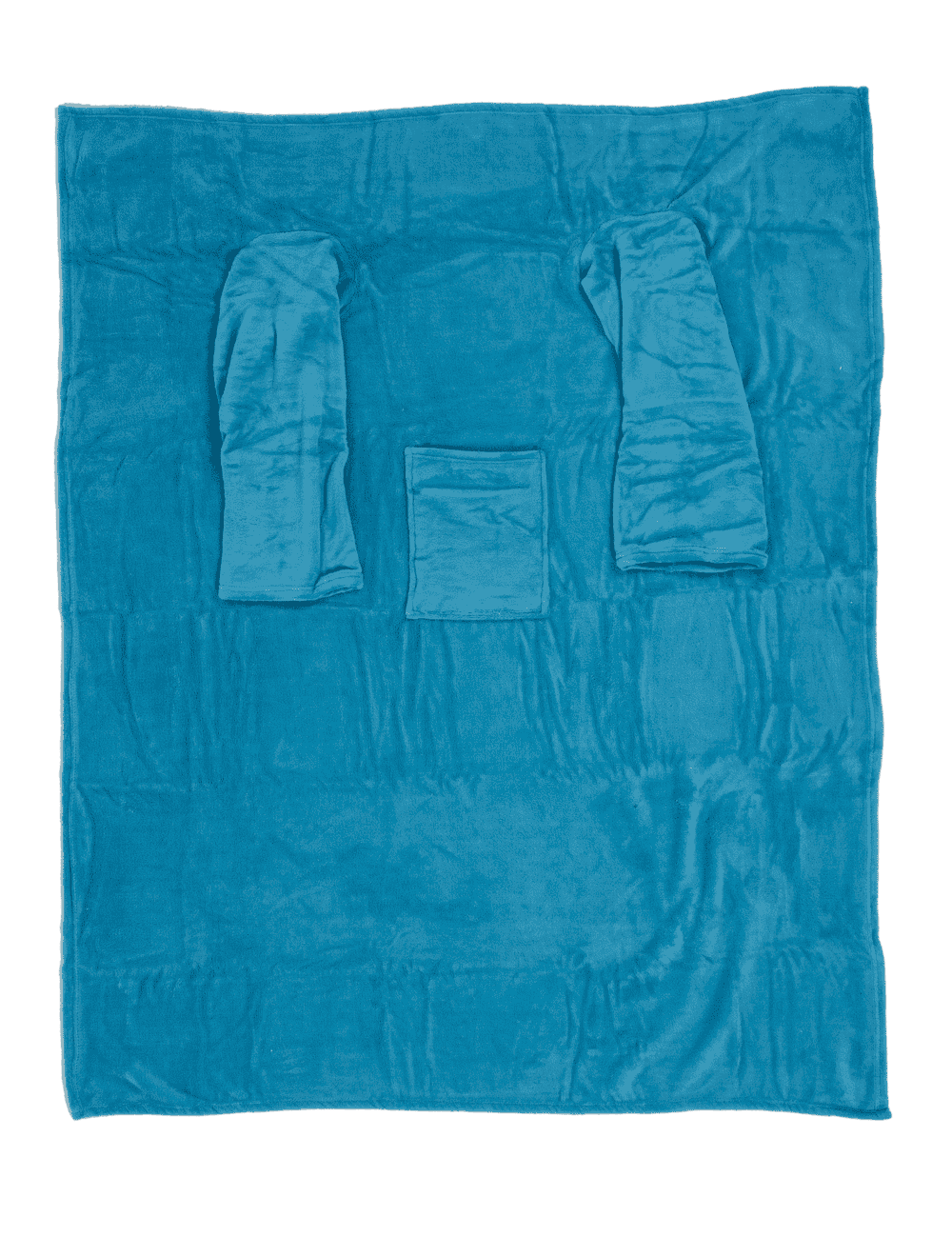 Blue comfort blanket with sleeves & pockets,