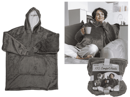 Grey colored XXL comfort hoodie, one size,