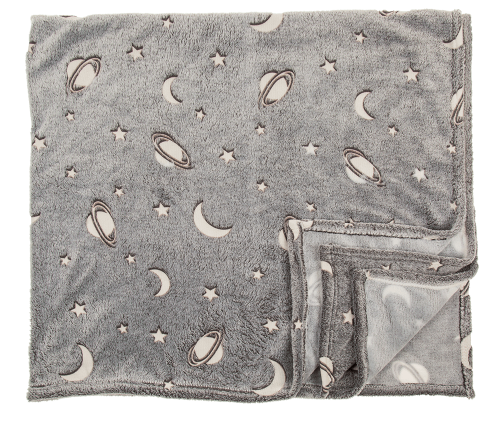 Plush blanket, planets,