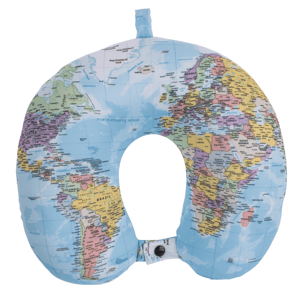 Neck cushion with micro pellet filling, World Map,